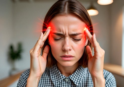 Девушка держится за голову